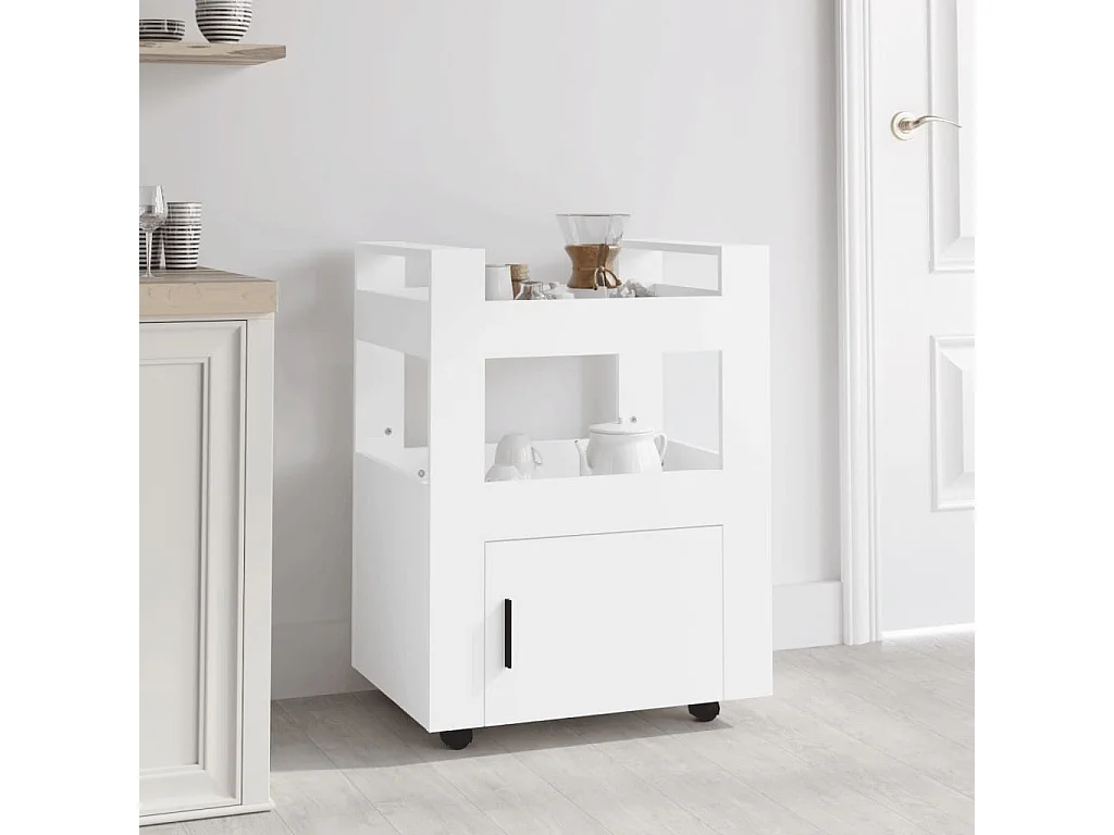 Chariot de cuisine Blanc 60x45x80 cm Bois d'ingénierie