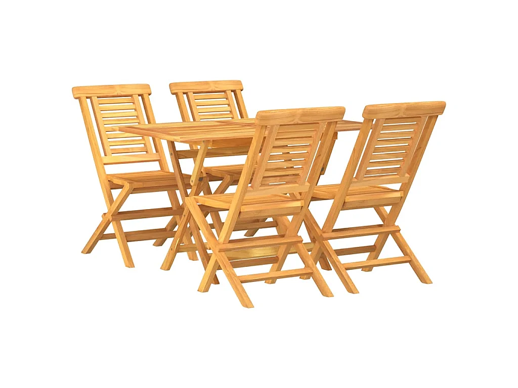 Juego de comedor para jardín 5 piezas madera maciza de teca