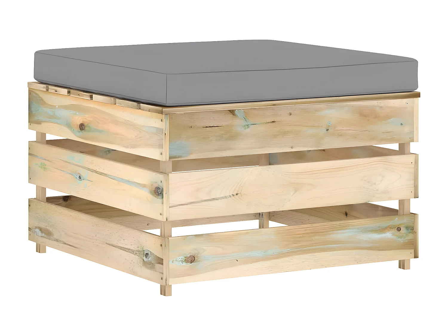 Salon de jardin 3 pcs avec coussins Bois imprégné de vert