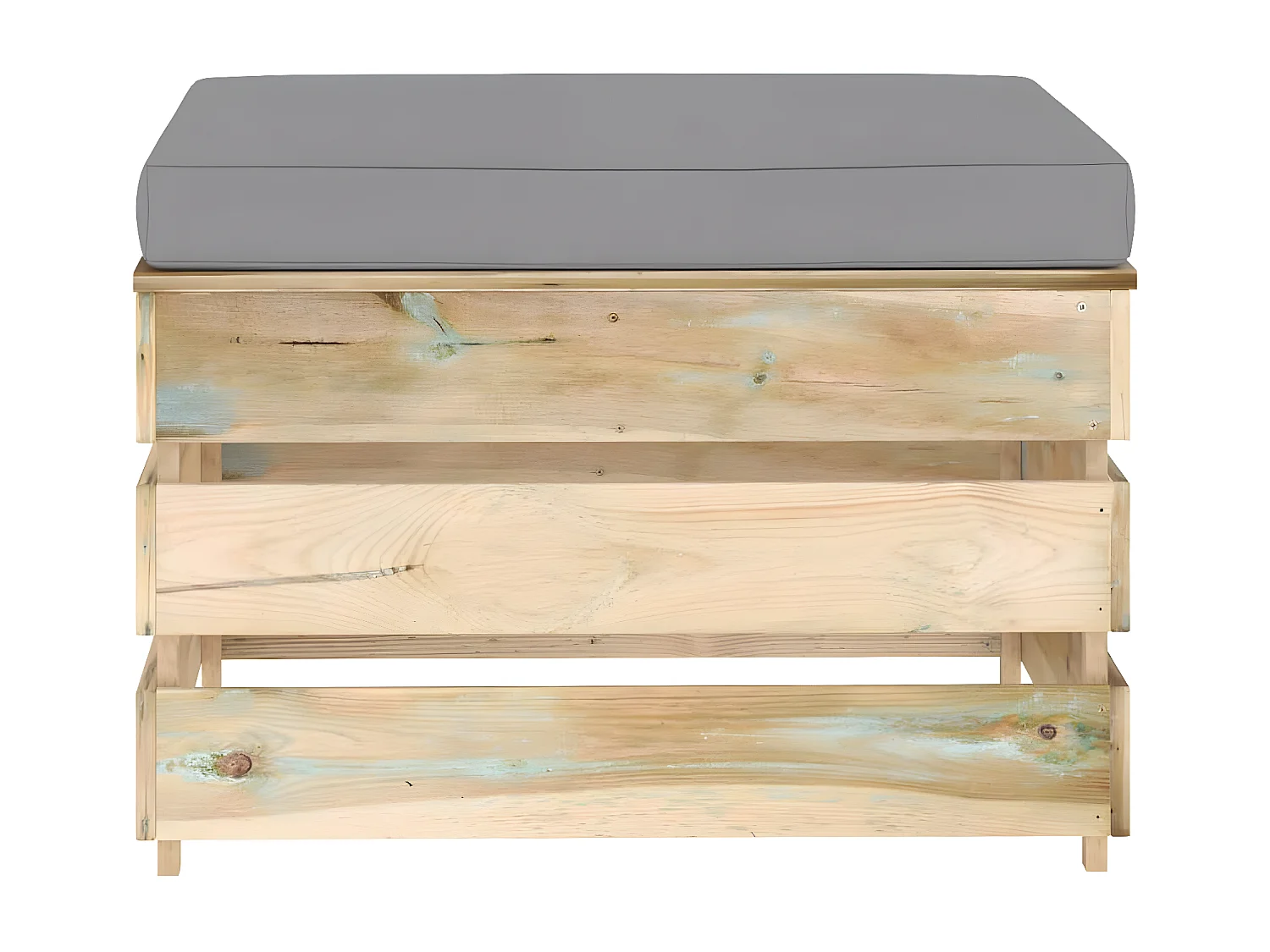 Salon de jardin 3 pcs avec coussins Bois imprégné de vert