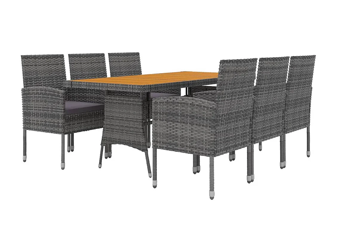 Mobilier à dîner d'extérieur 7 pcs Résine tressée Gris