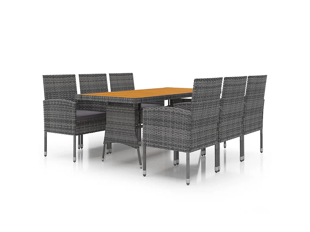7-tlg. Garten-Essgruppe Poly Rattan Grau