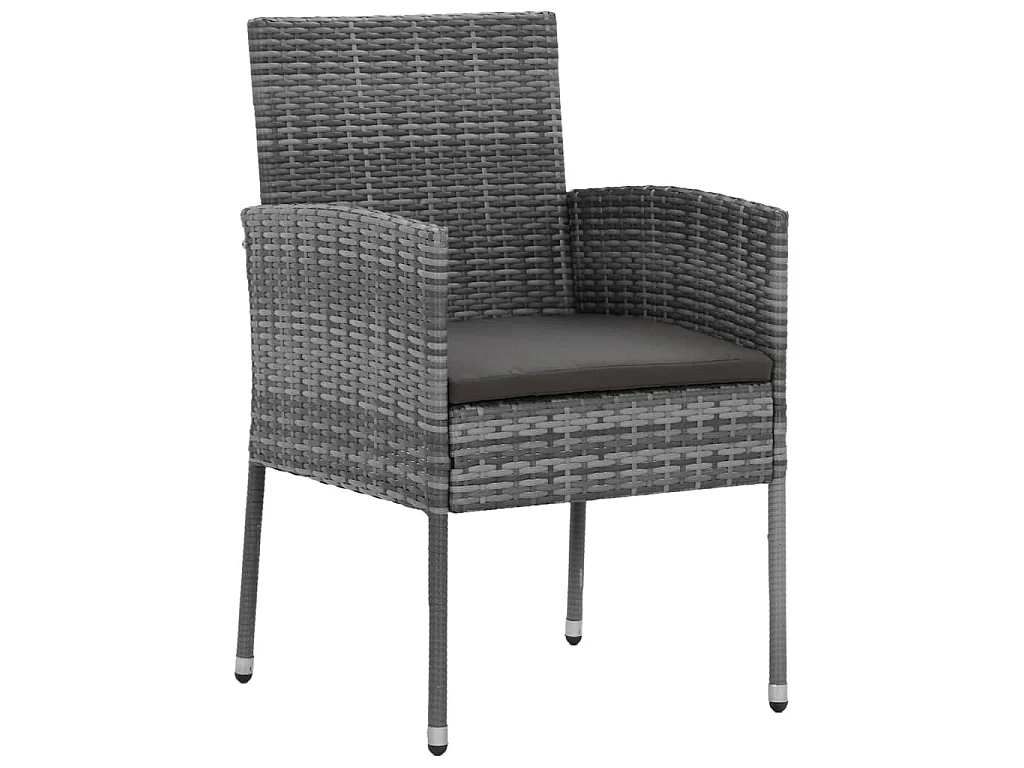 7-tlg. Garten-Essgruppe Poly Rattan Grau
