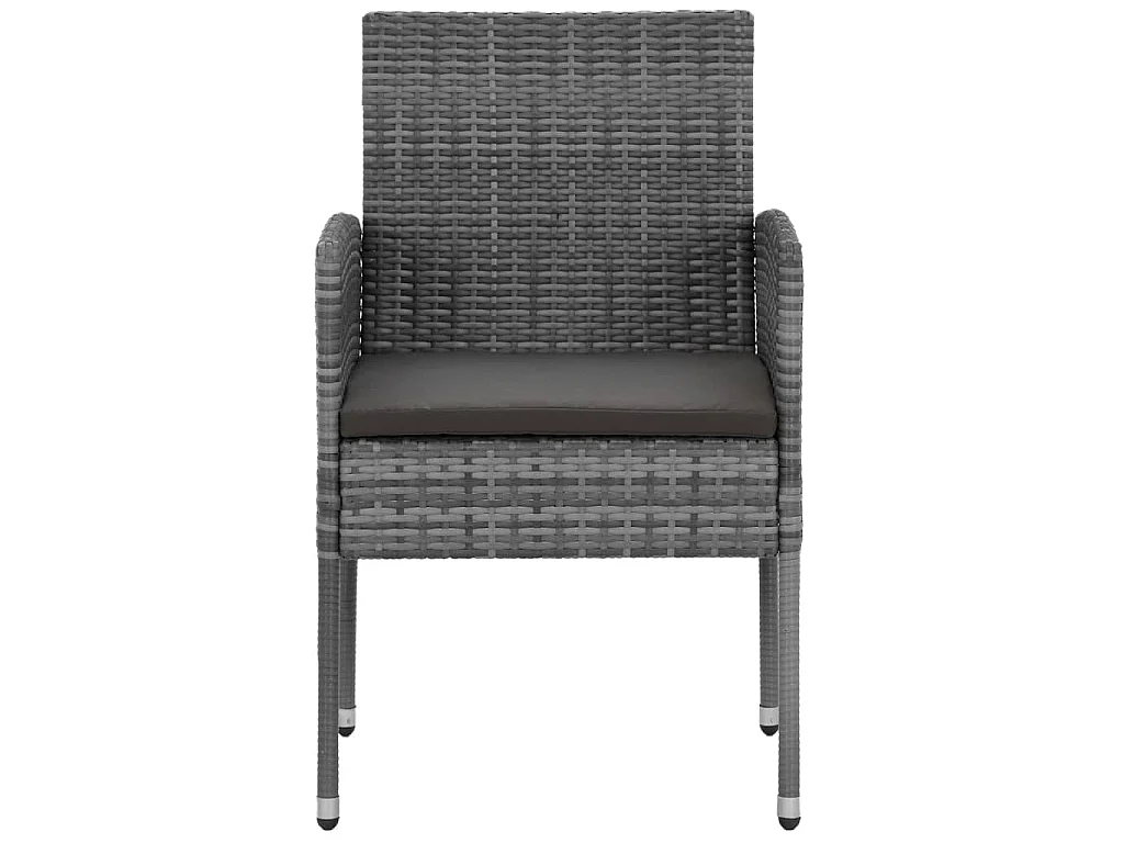 7-tlg. Garten-Essgruppe Poly Rattan Grau