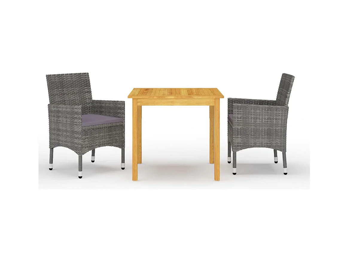 Ensemble à manger de jardin 3 pcs Gris