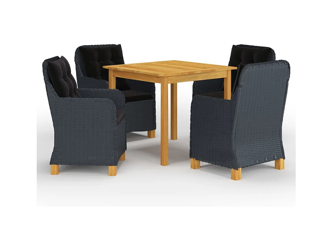 Ensemble à manger de jardin 5 pcs Gris foncé