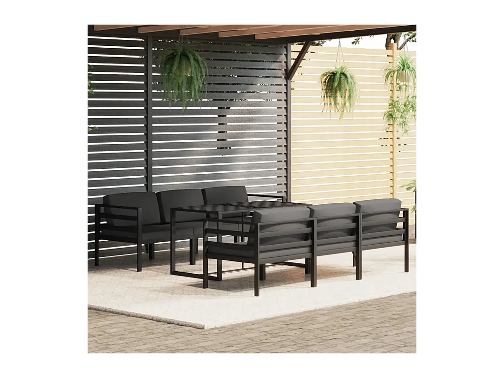 Salon de jardin 7 pcs avec coussins Aluminium Anthracite