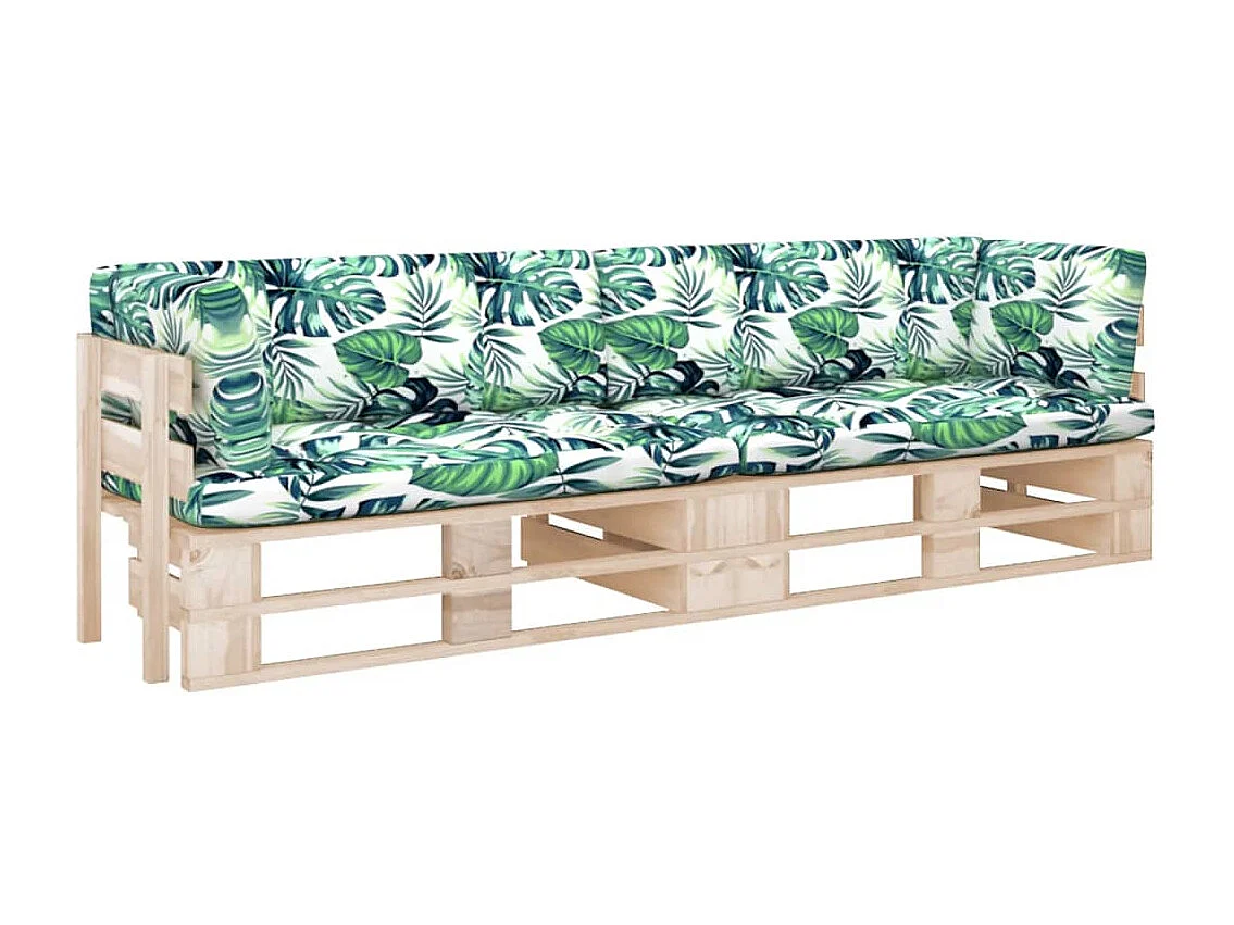 Canapé palette 2 places avec coussins Bois de pin imprégné