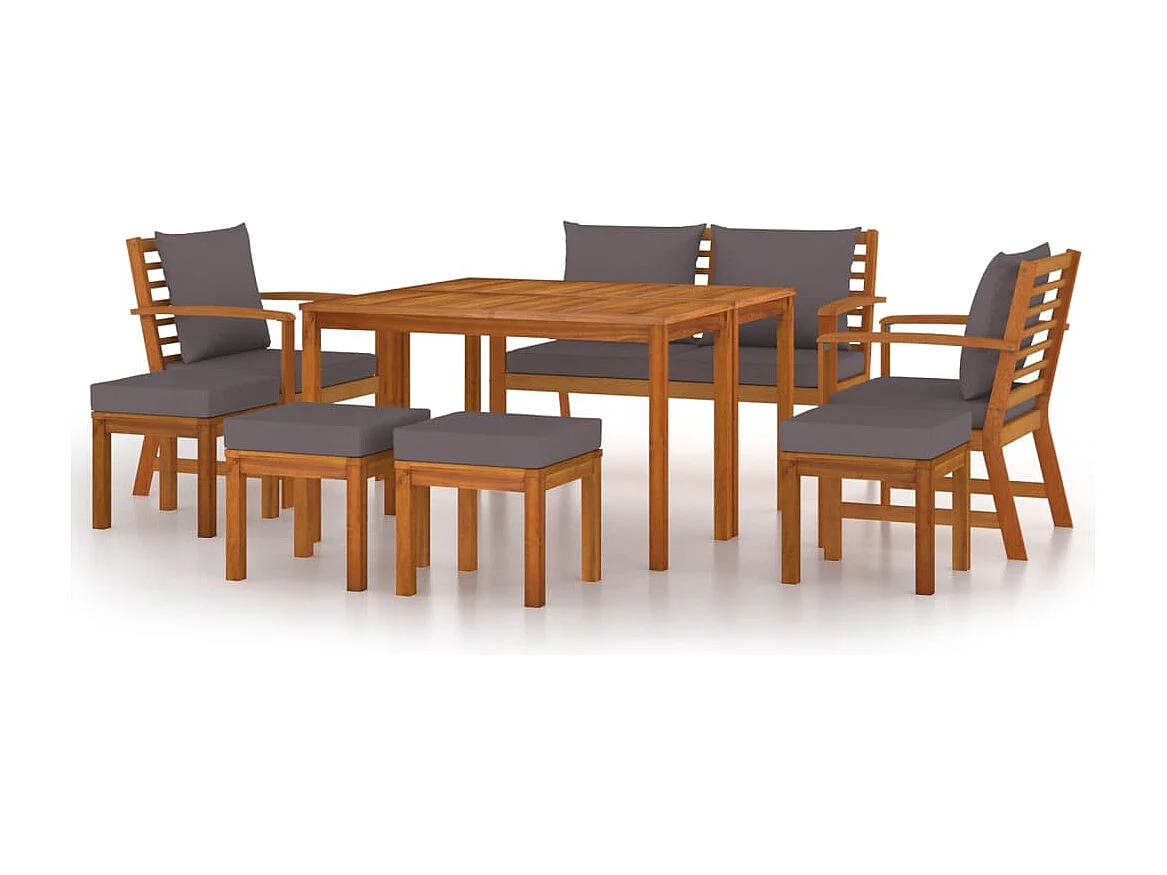 Juego comedor jardín con cojines 9 piezas madera maciza acacia