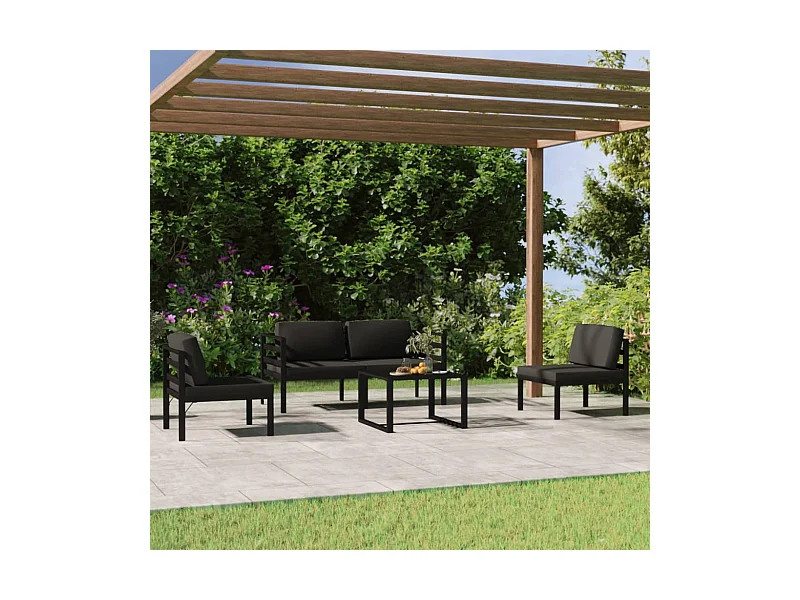 5-tlg. Garten-Lounge-Set mit Kissen Aluminium Anthrazit