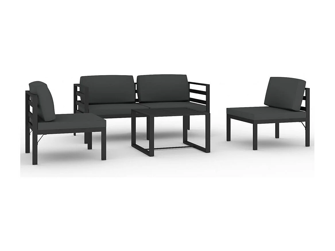 5-tlg. Garten-Lounge-Set mit Kissen Aluminium Anthrazit
