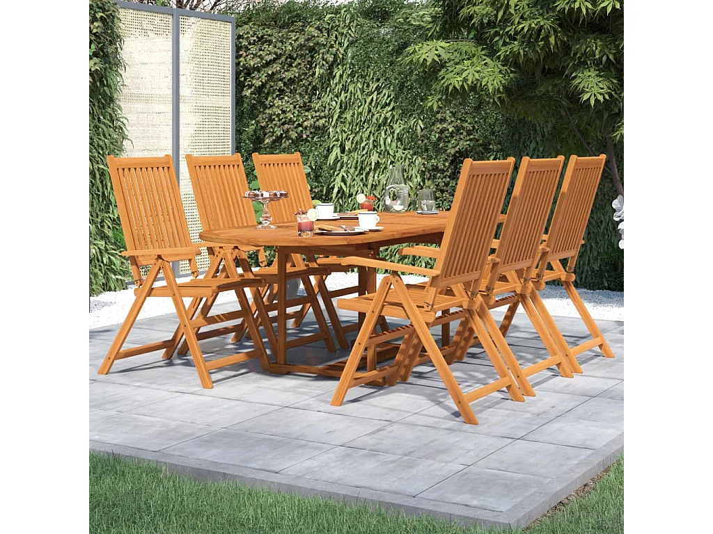 Ensemble à manger de jardin 7 pcs Bois d'acacia massif