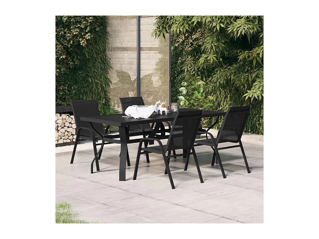 Ensemble à manger de jardin 5 pcs Noir
