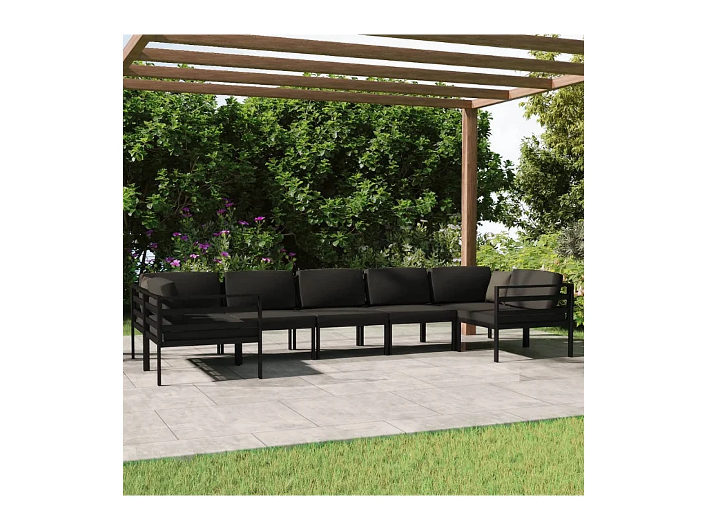 Salon de jardin 7 pcs avec coussins Aluminium Anthracite