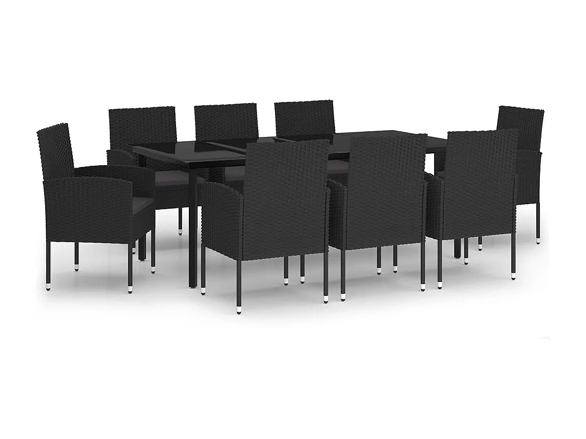 Set da Pranzo da Giardino 9 pz Nero