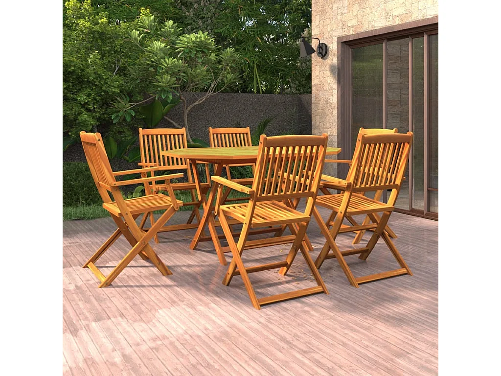 Ensemble à manger de jardin 7 pcs Bois d'acacia massif