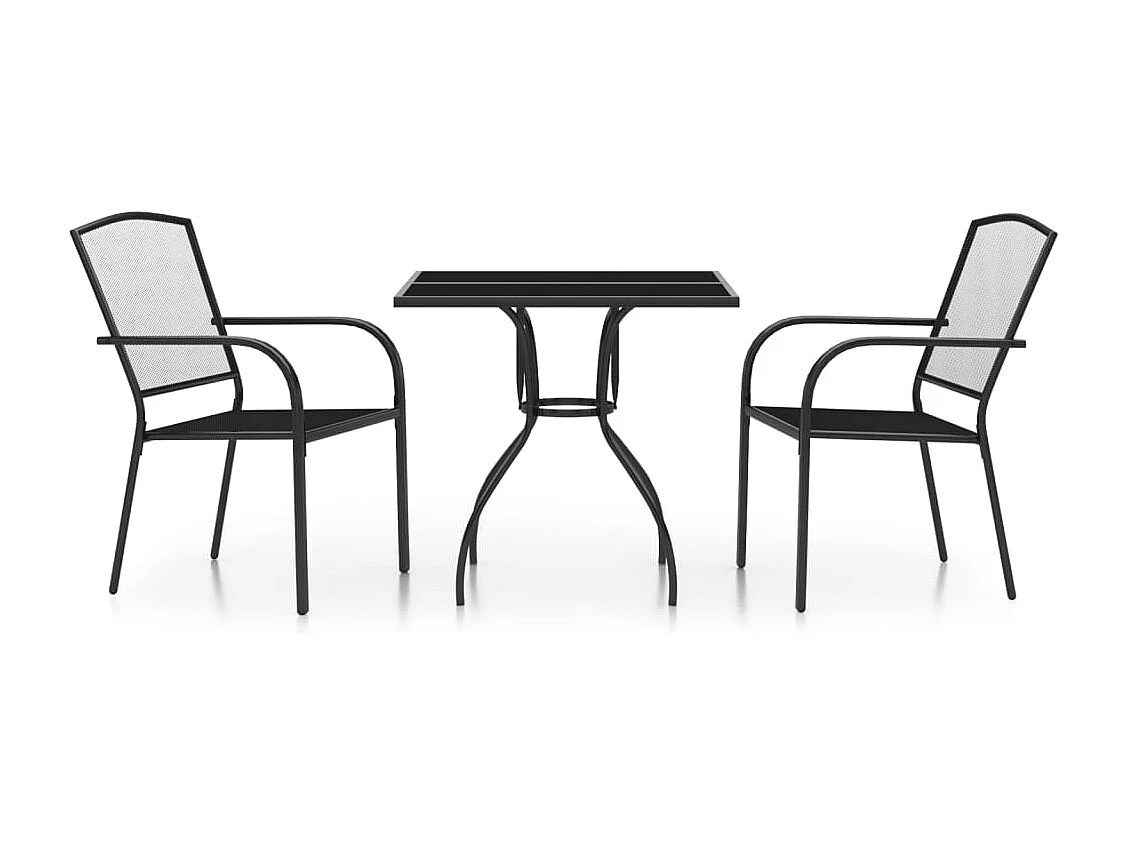 3 pcs conjunto de jantar para jardim aço antracite