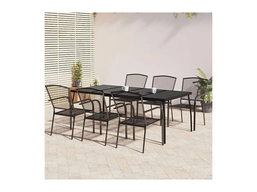 Set da Pranzo da Giardino 7 pz in Acciaio Antracite