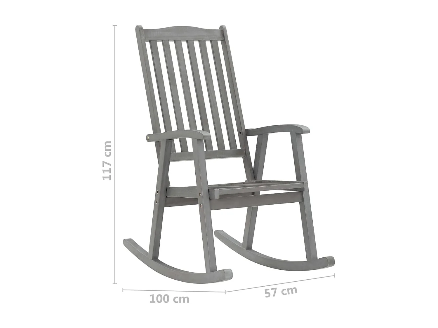 Chaise à bascule avec coussins Gris Bois d'acacia massif