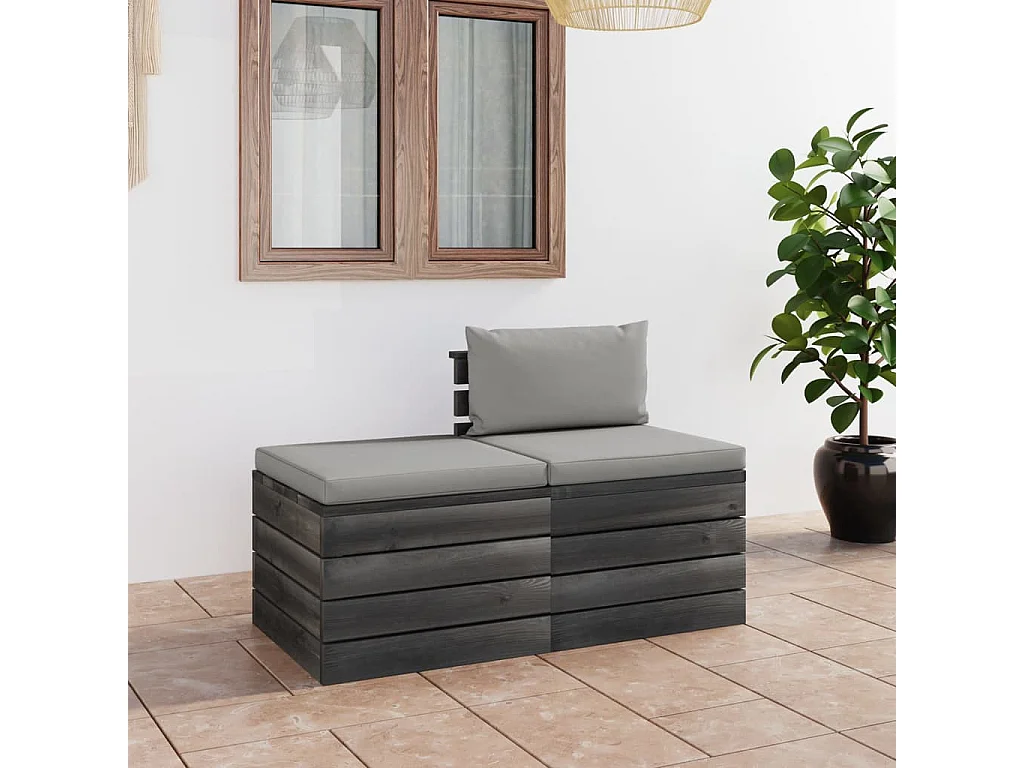 Set Divani da Giardino su Pallet 2 pz con Cuscini Massello Pino