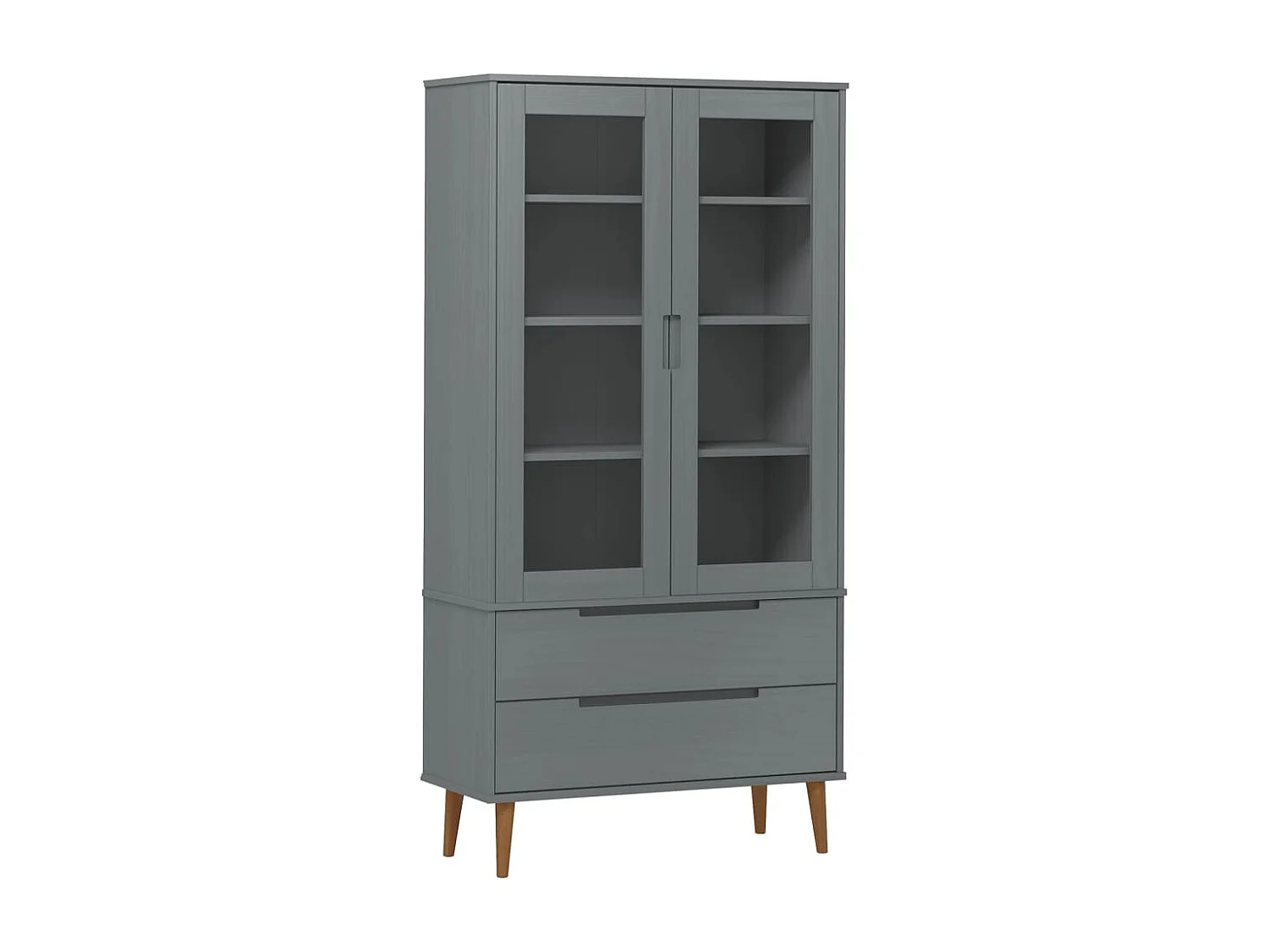 Armoire à vitrine MOLDE Gris 90x35x175 cm Bois de pin massif