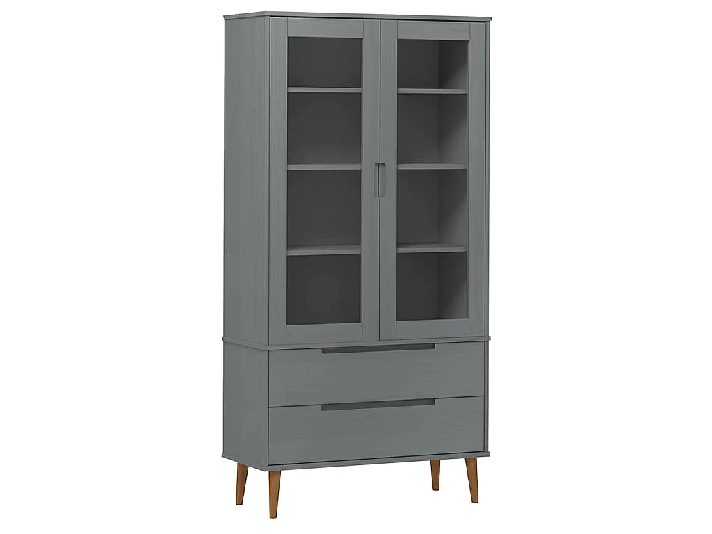 Vitrina MOLDE 90x35x175 cm pinho maciço cinza