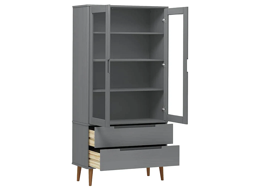 Vitrina MOLDE 90x35x175 cm pinho maciço cinza