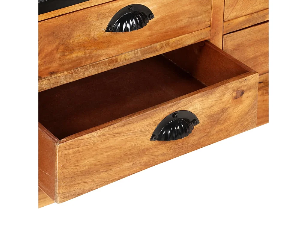 Bücherregal 4 Ebenen 6 Schubladen 122×36×181 cm Massivholz