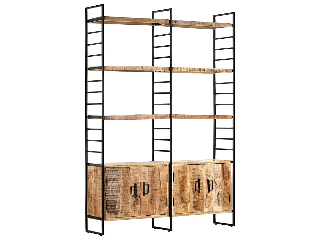 Bibliothèque à 4 niveaux 124x30x180 cm Bois de manguier brut