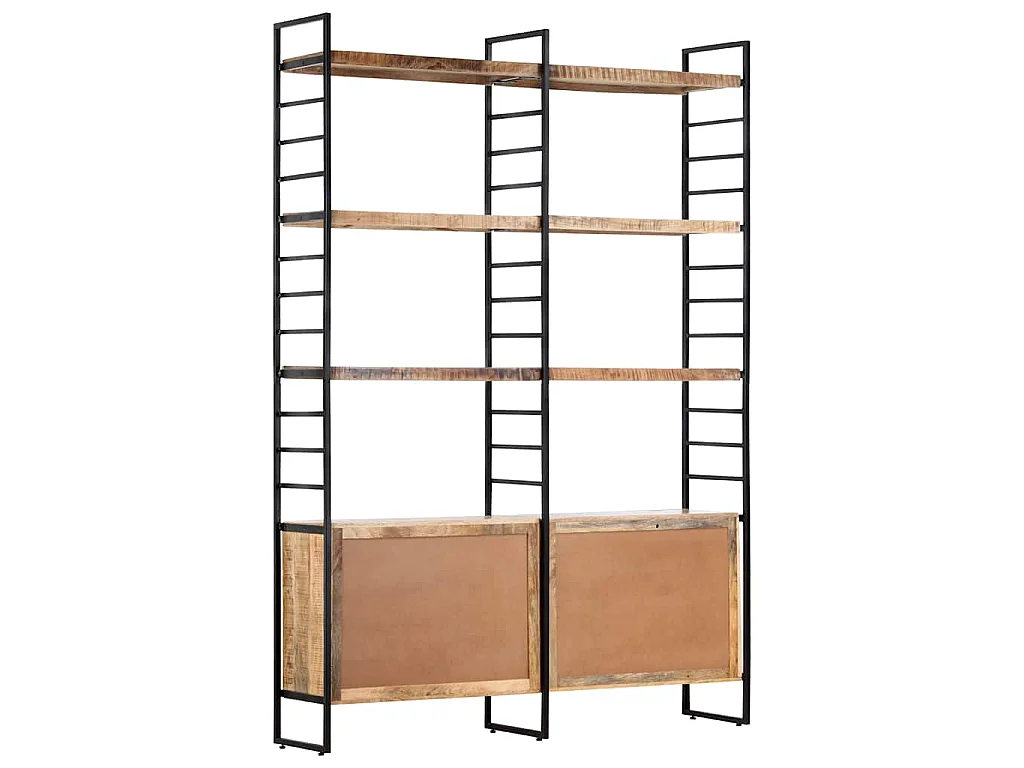 Bibliothèque à 4 niveaux 124x30x180 cm Bois de manguier brut