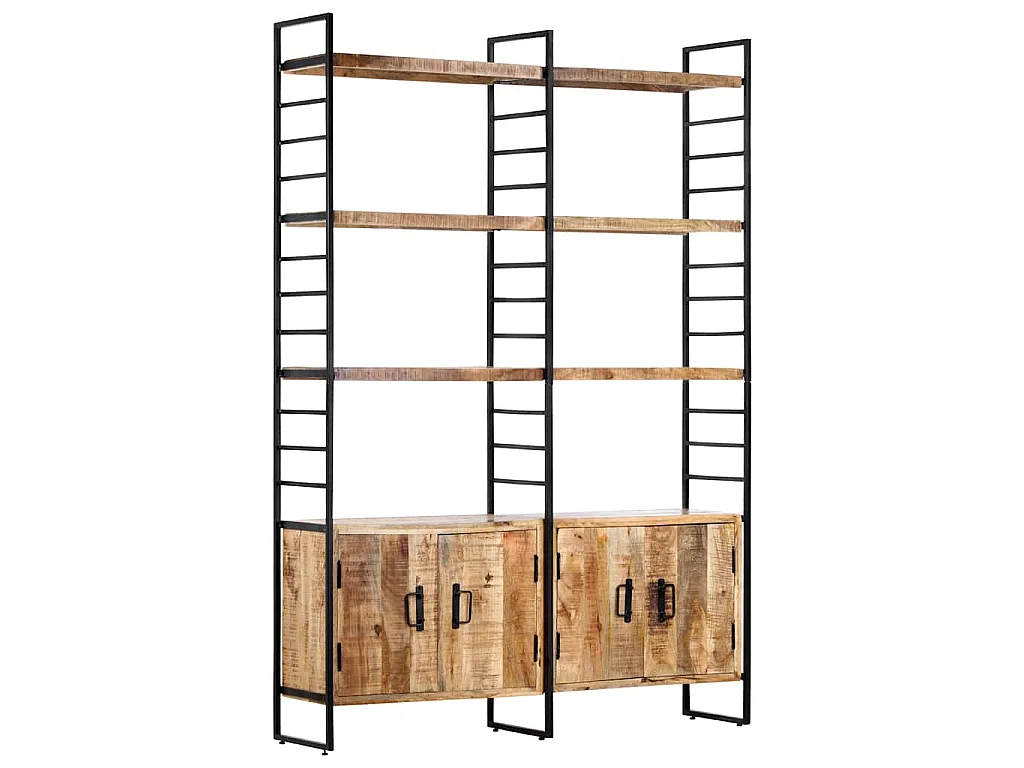 Bibliothèque à 4 niveaux 124x30x180 cm Bois de manguier brut