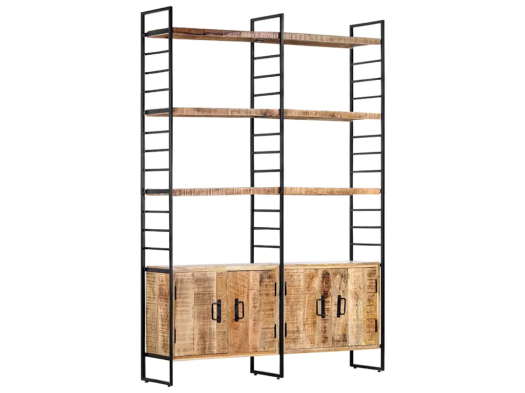 Bibliothèque à 4 niveaux 124x30x180 cm Bois de manguier brut