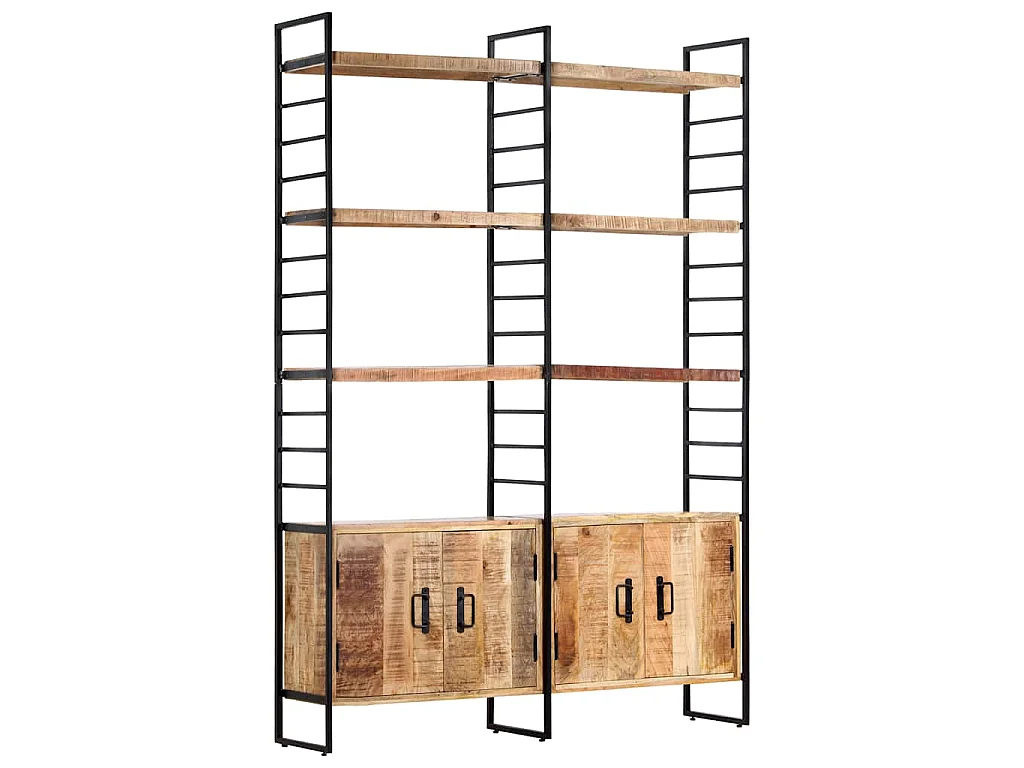 Bibliothèque à 4 niveaux 124x30x180 cm Bois de manguier brut