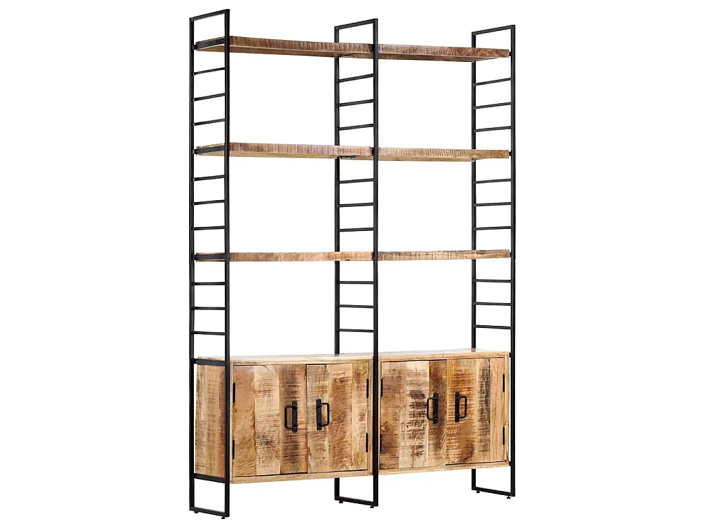 Bibliothèque à 4 niveaux 124x30x180 cm Bois de manguier brut