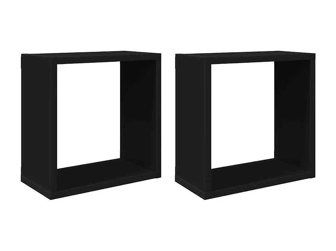 Étagères cube murales 2 pcs noir 30x15x30 cm