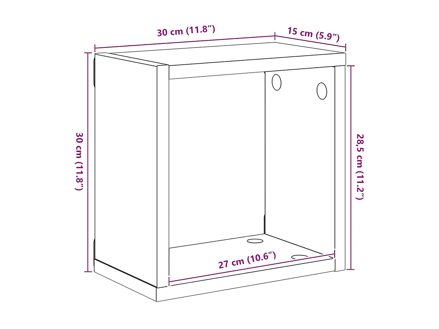 Étagères cube murales 2 pcs noir 30x15x30 cm