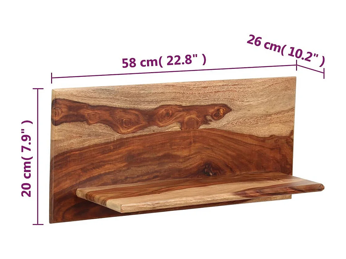 Étagères murales 2 pcs 58 x 26 x 20 cm Bois massif
