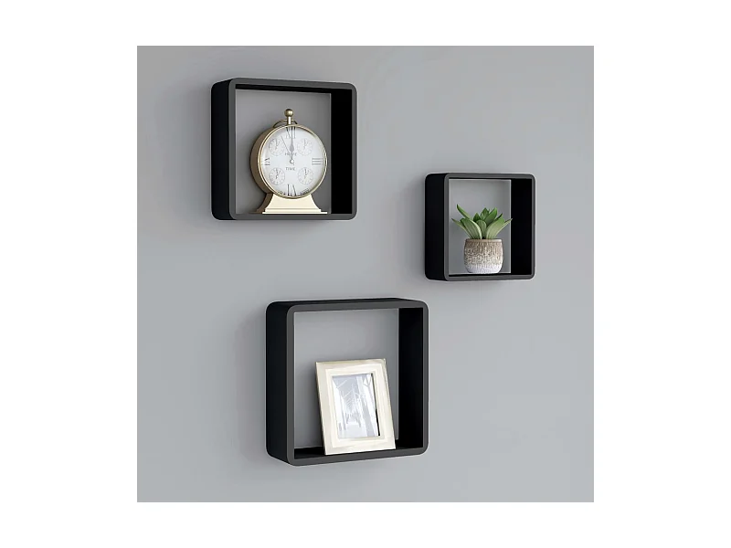 Würfelregale 3 Stk. Schwarz MDF