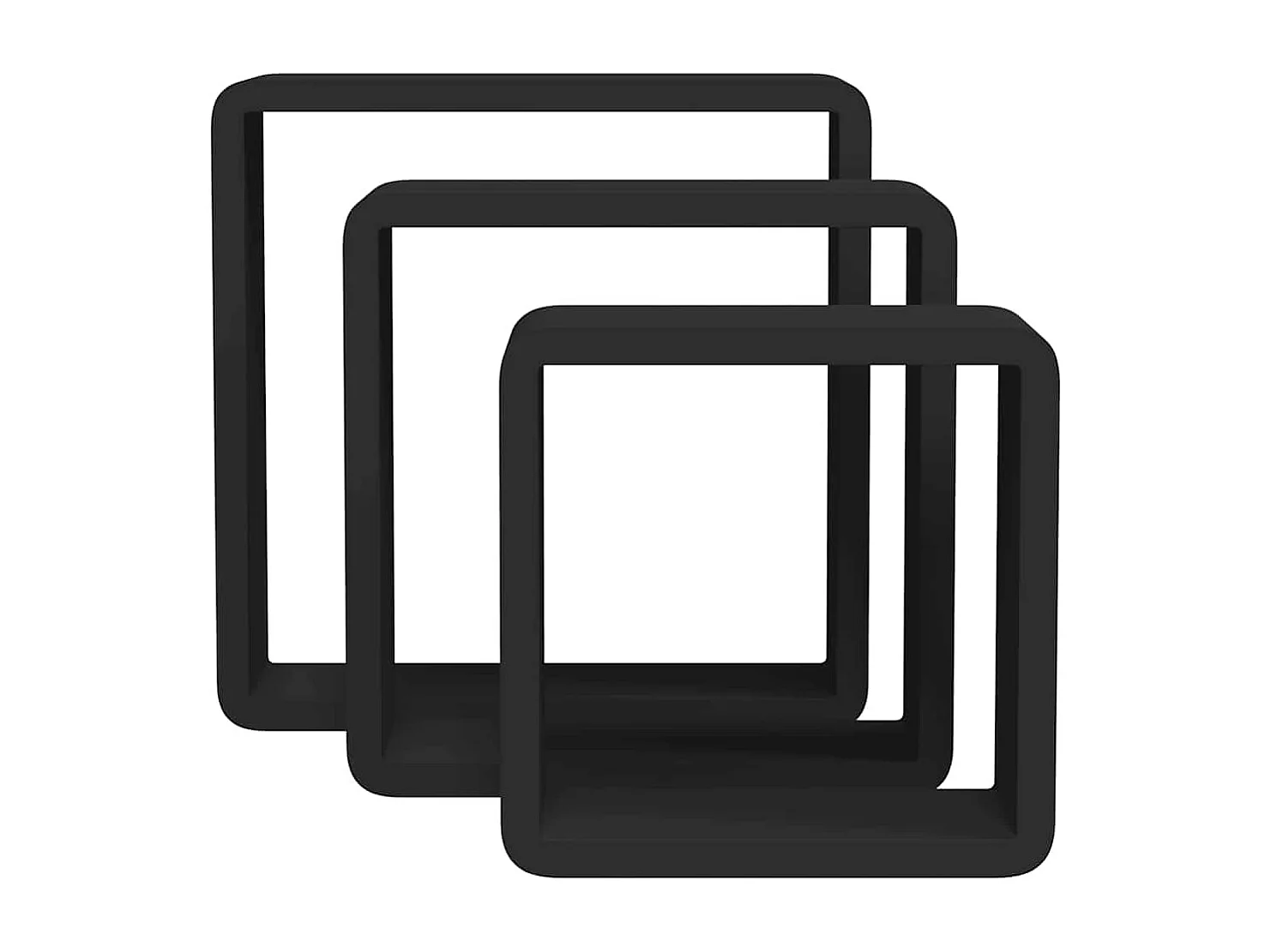 Étagères murales sous forme de cube 3 pcs Noir MDF