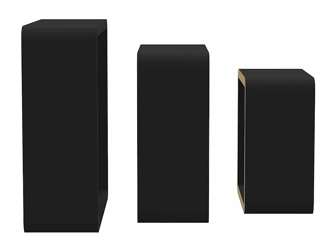 Étagères murales sous forme de cube 3 pcs Noir MDF