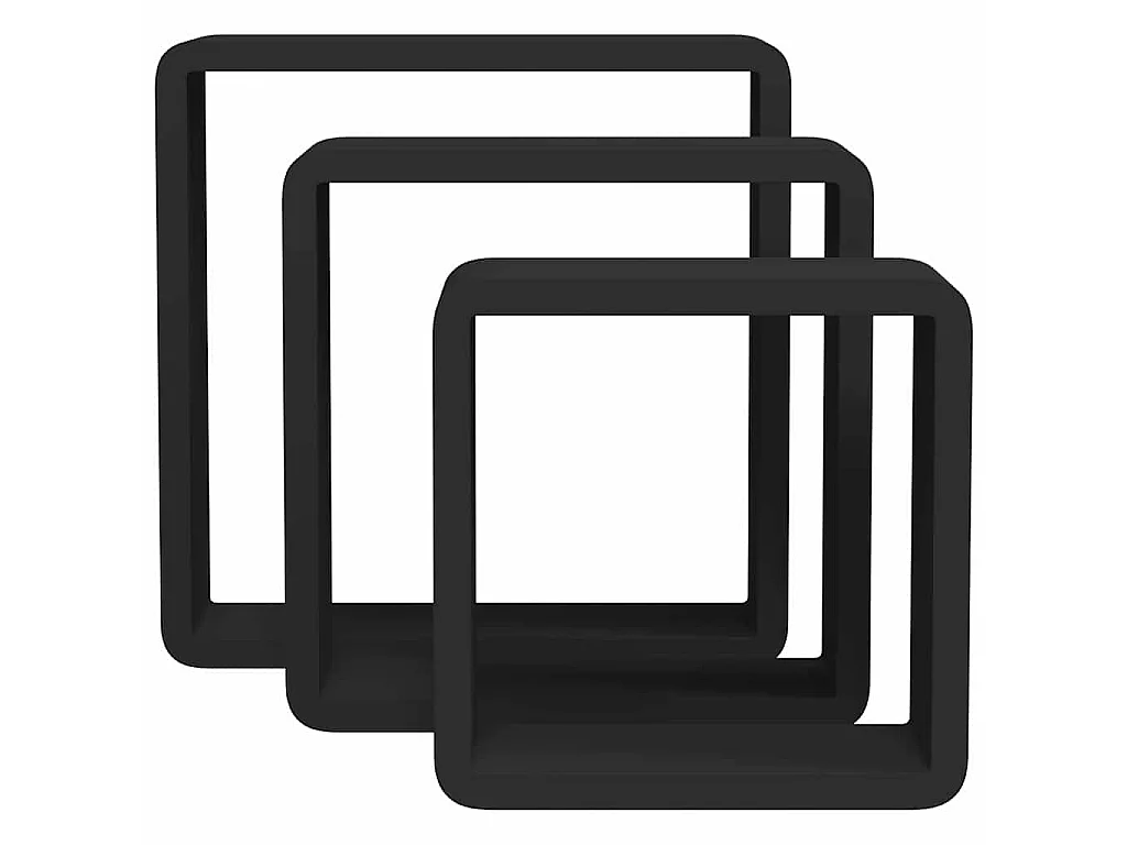 Étagères murales sous forme de cube 3 pcs Noir MDF