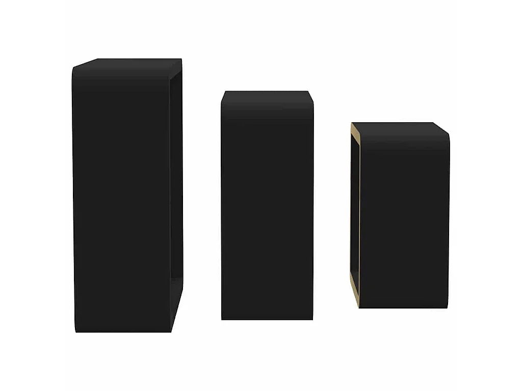 Étagères murales sous forme de cube 3 pcs Noir MDF