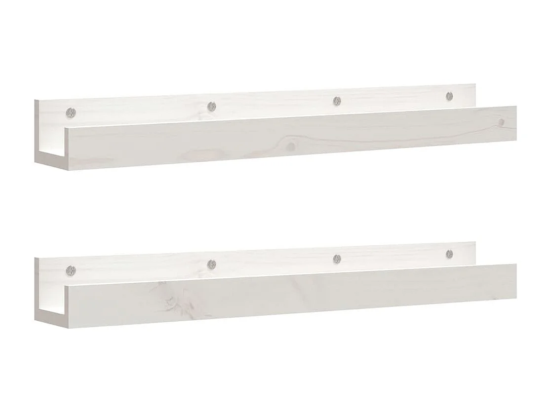 Étagères murales 2 pcs Blanc 80x12x9 cm Bois de pin massif