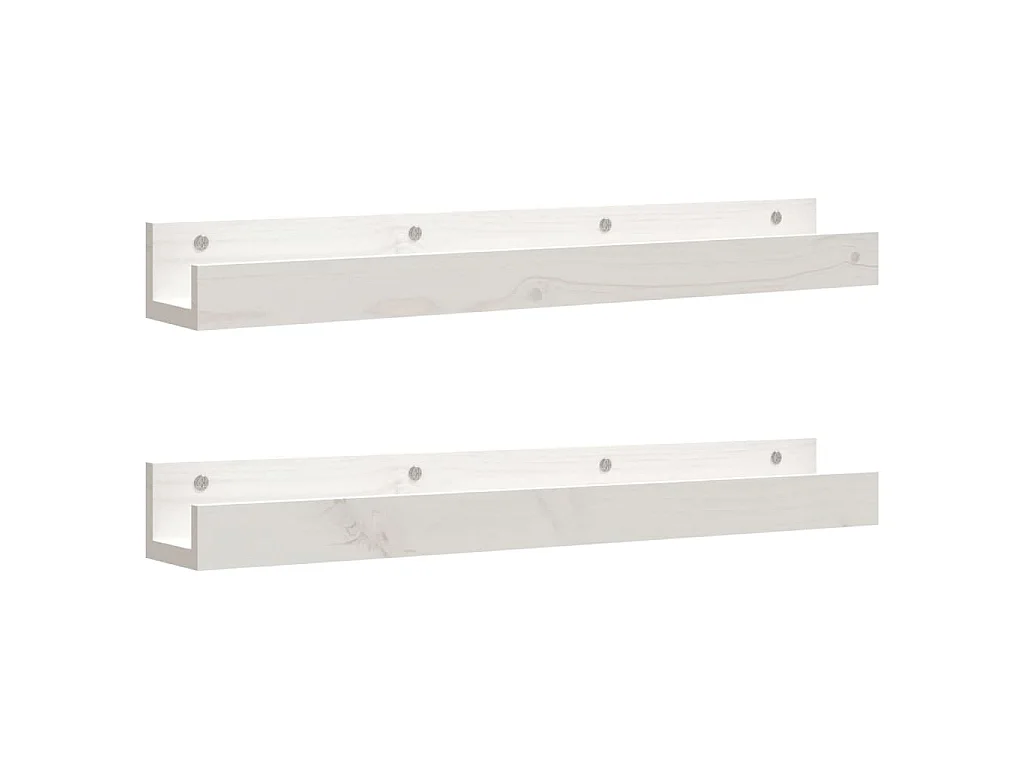 Wandschappen 2 st 80x12x9 cm massief grenenhout wit