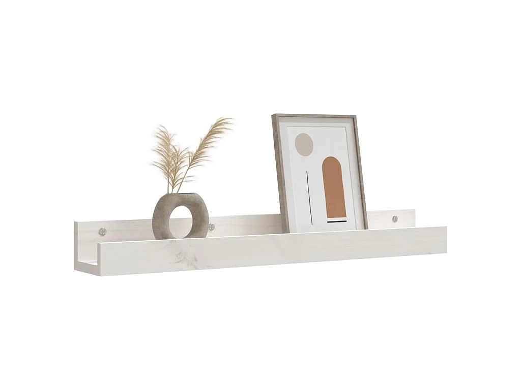 Wandschappen 2 st 80x12x9 cm massief grenenhout wit