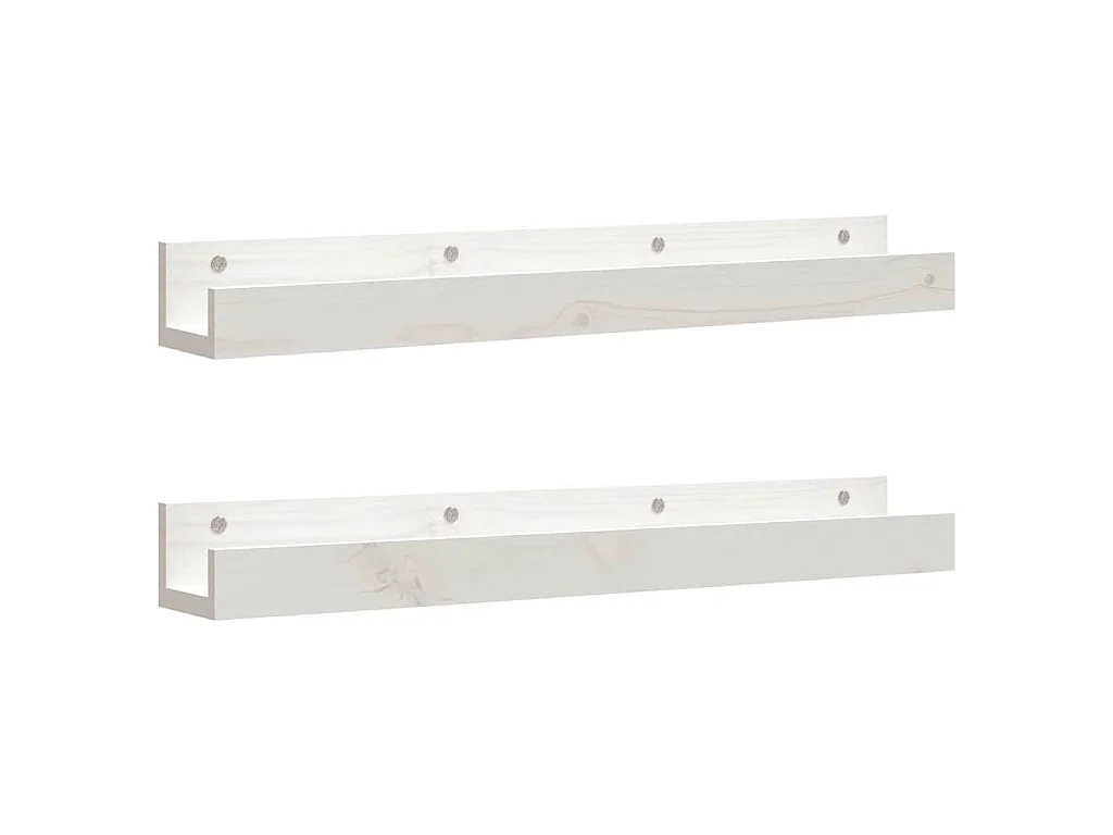 Wandschappen 2 st 80x12x9 cm massief grenenhout wit