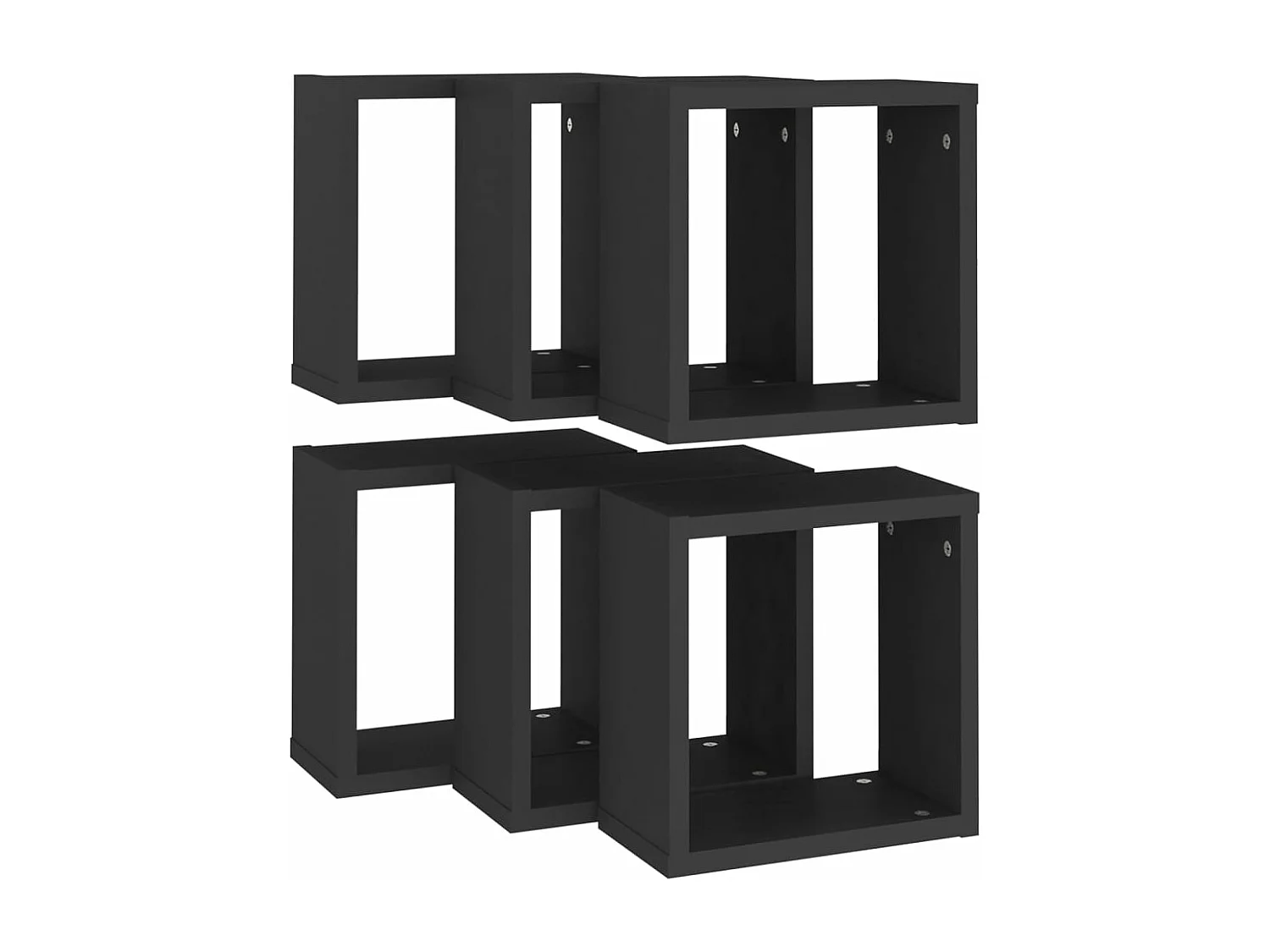 Prateleiras de parede em forma de cubo 6 pcs 30x15x30 cm preto