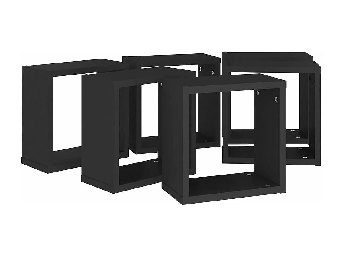 Prateleiras de parede em forma de cubo 6 pcs 30x15x30 cm preto