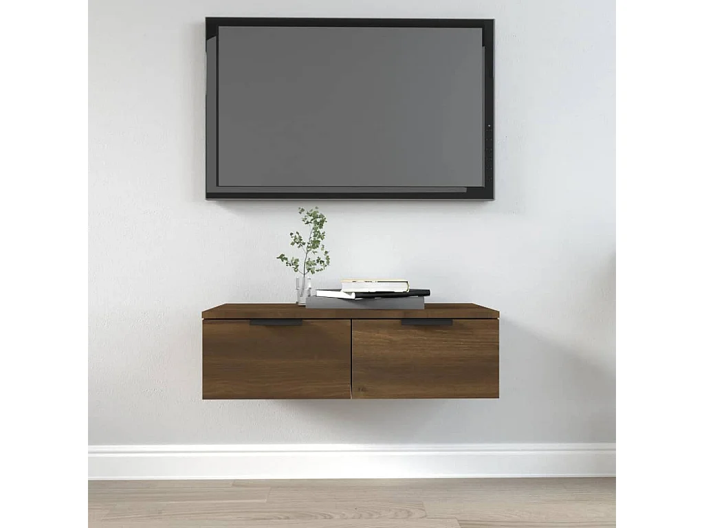 Wandkast 68x30x20 cm bewerkt hout bruin eikenkleur