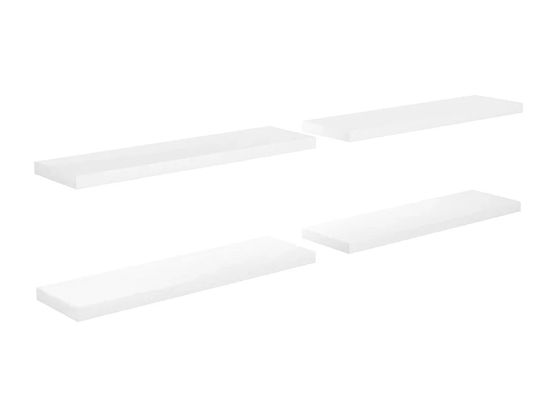 Prateleiras de parede suspensas 4 pcs 90x23,5x3,8cm MDF branco